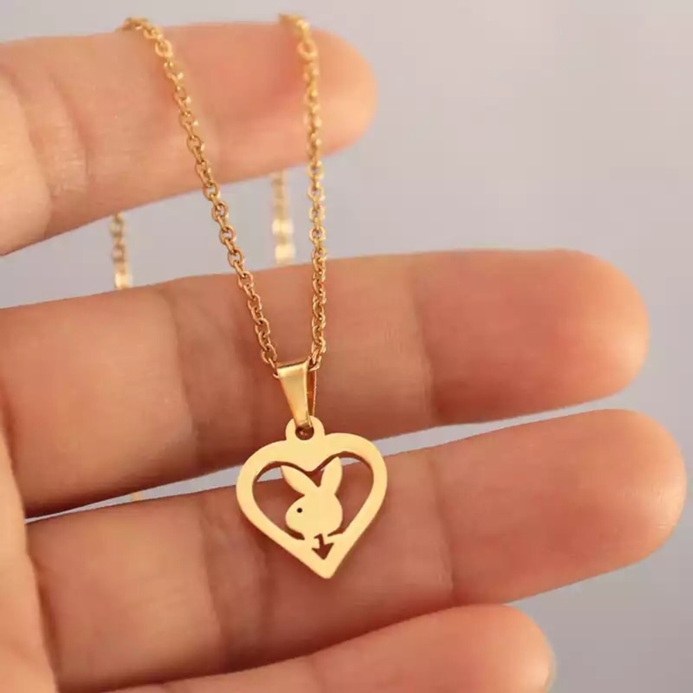Gold playboy bunny necklace